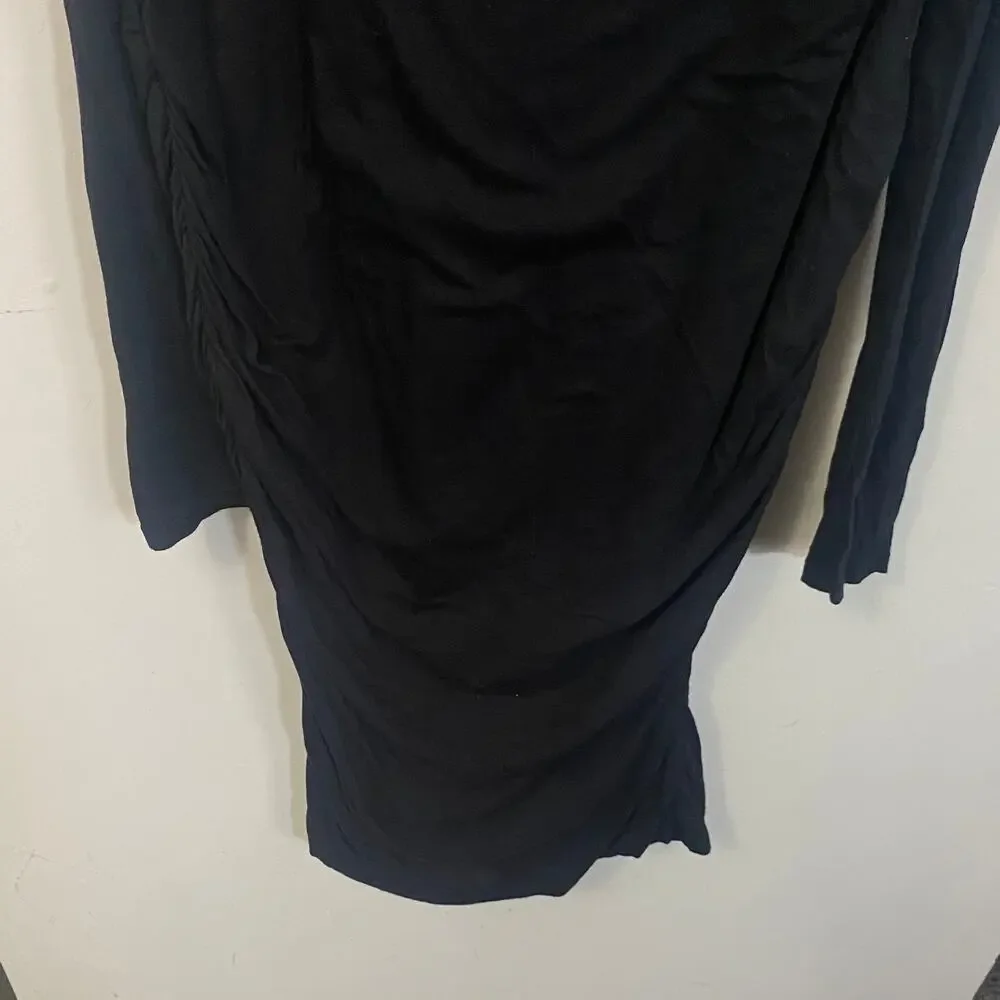 Velvet By Graham & Spencer NWT Linnie Black Cold Shoulder Sheath Dress Ruched L